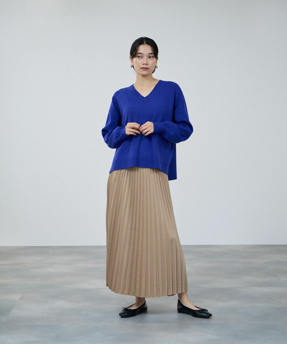 milli de l'air サテンストレッチプリーツスカート レディース