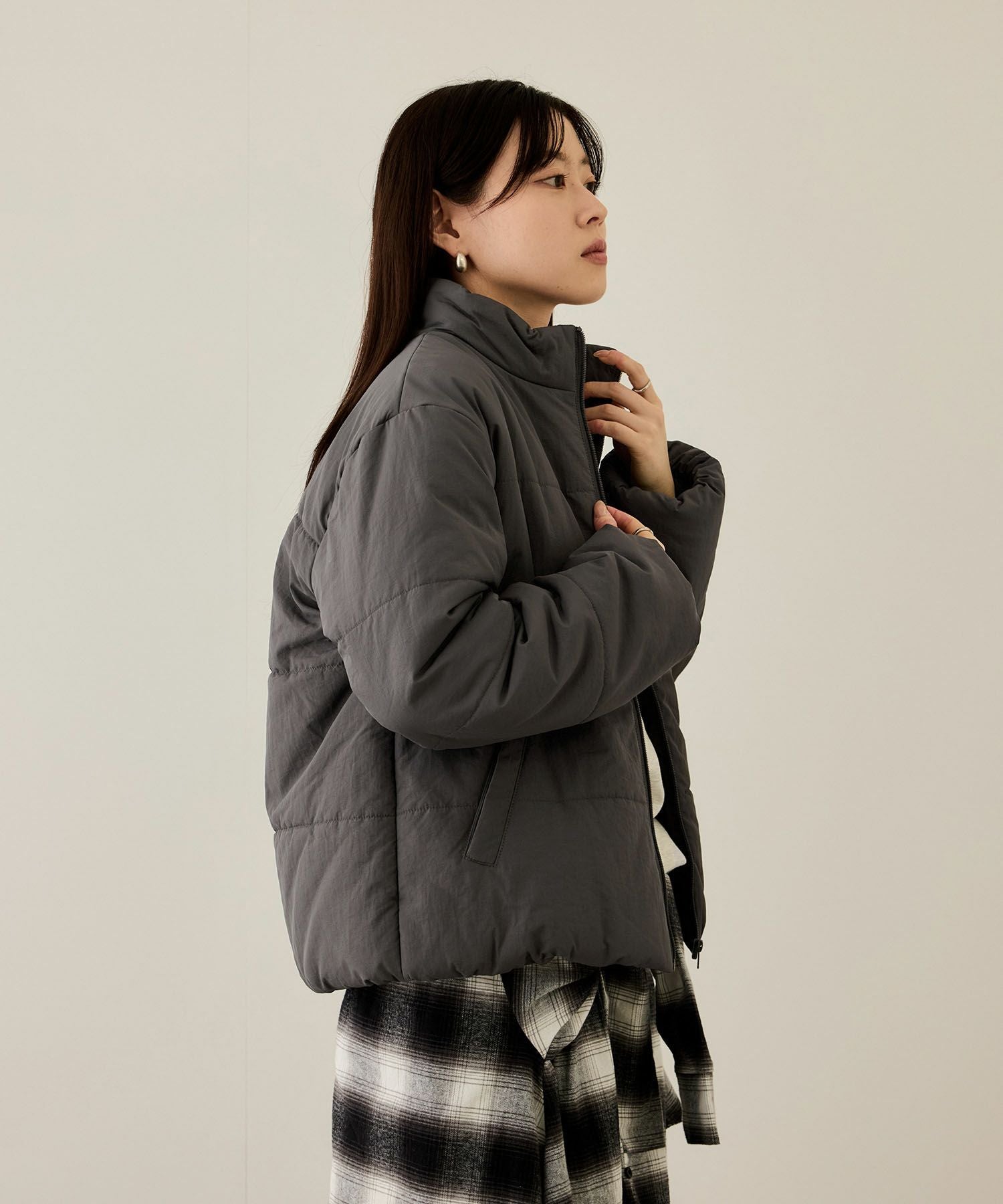 blancvert 中綿ジャケット チャコールグレー 38 M相当 軽量 通勤 blancvert 中綿ジャケット チャコールグレー 38 M相当 軽量 通勤