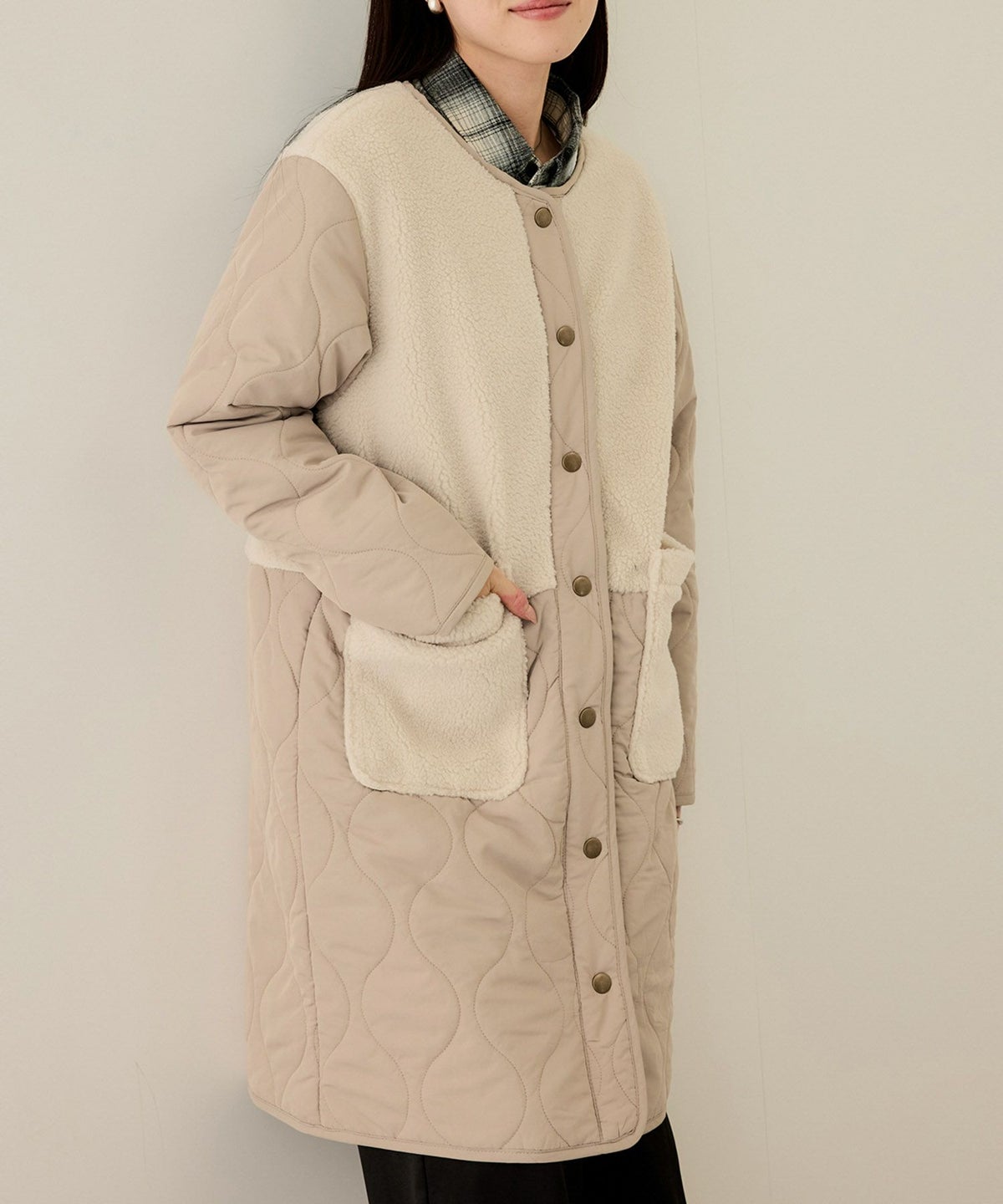 nAvy グラムスキルトボア切替コート レディース