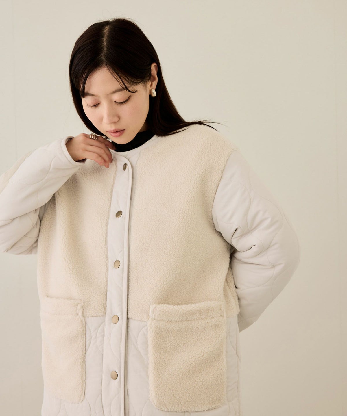 nAvy グラムスキルトボア切替コート レディース