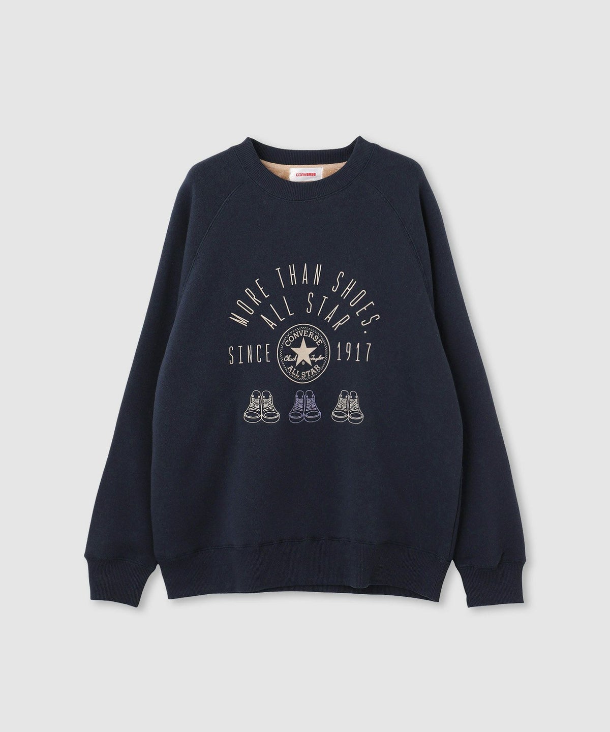 CONVERSE フロントシューズ刺繍裏シャギートレーナー レディース