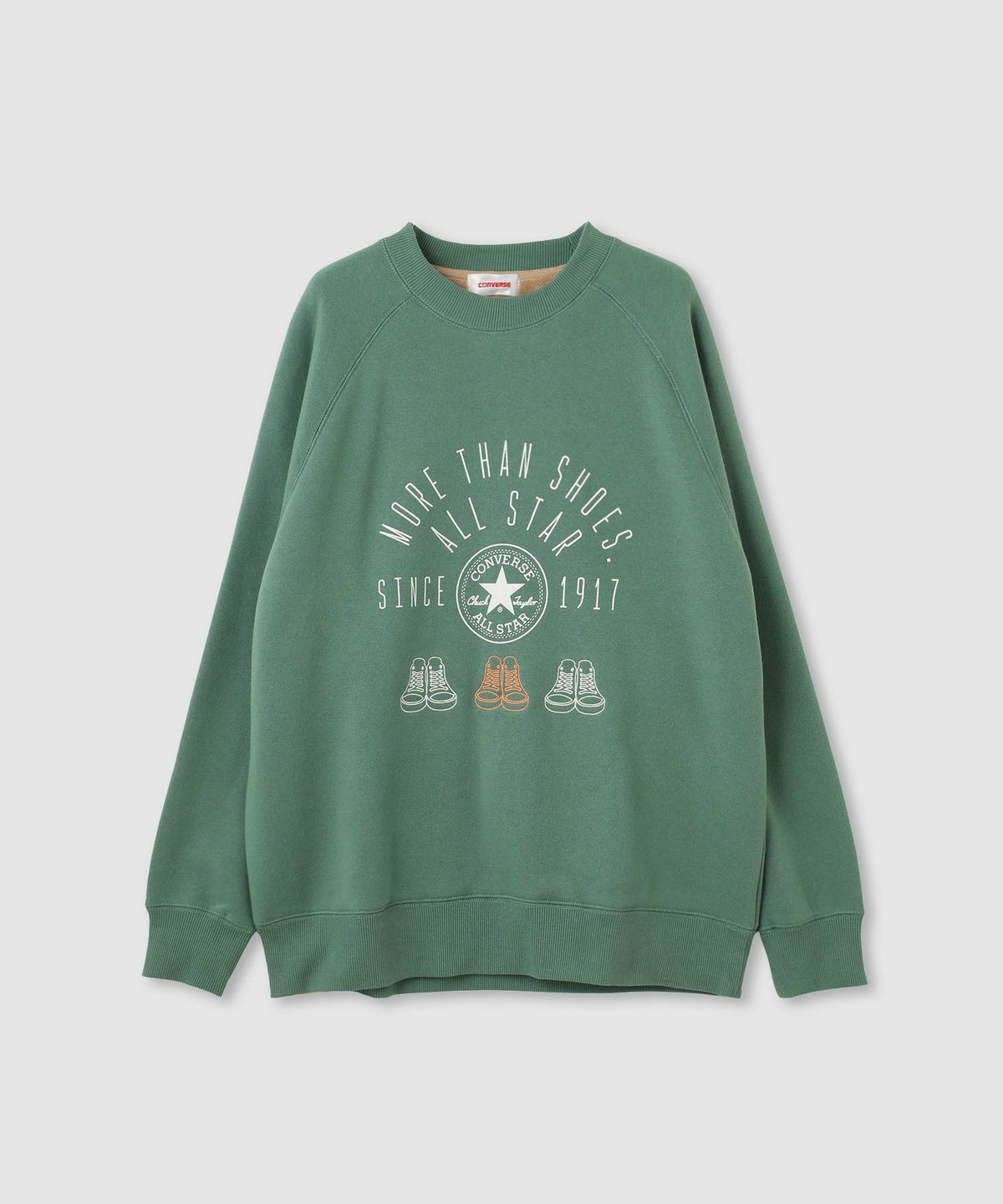 CONVERSE フロントシューズ刺繍裏シャギートレーナー レディース