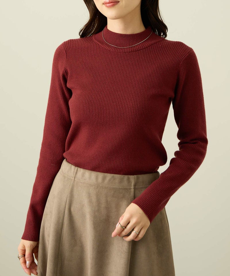 [期間限定knit]リブハイネックプルオーバー レディース商品画像-1