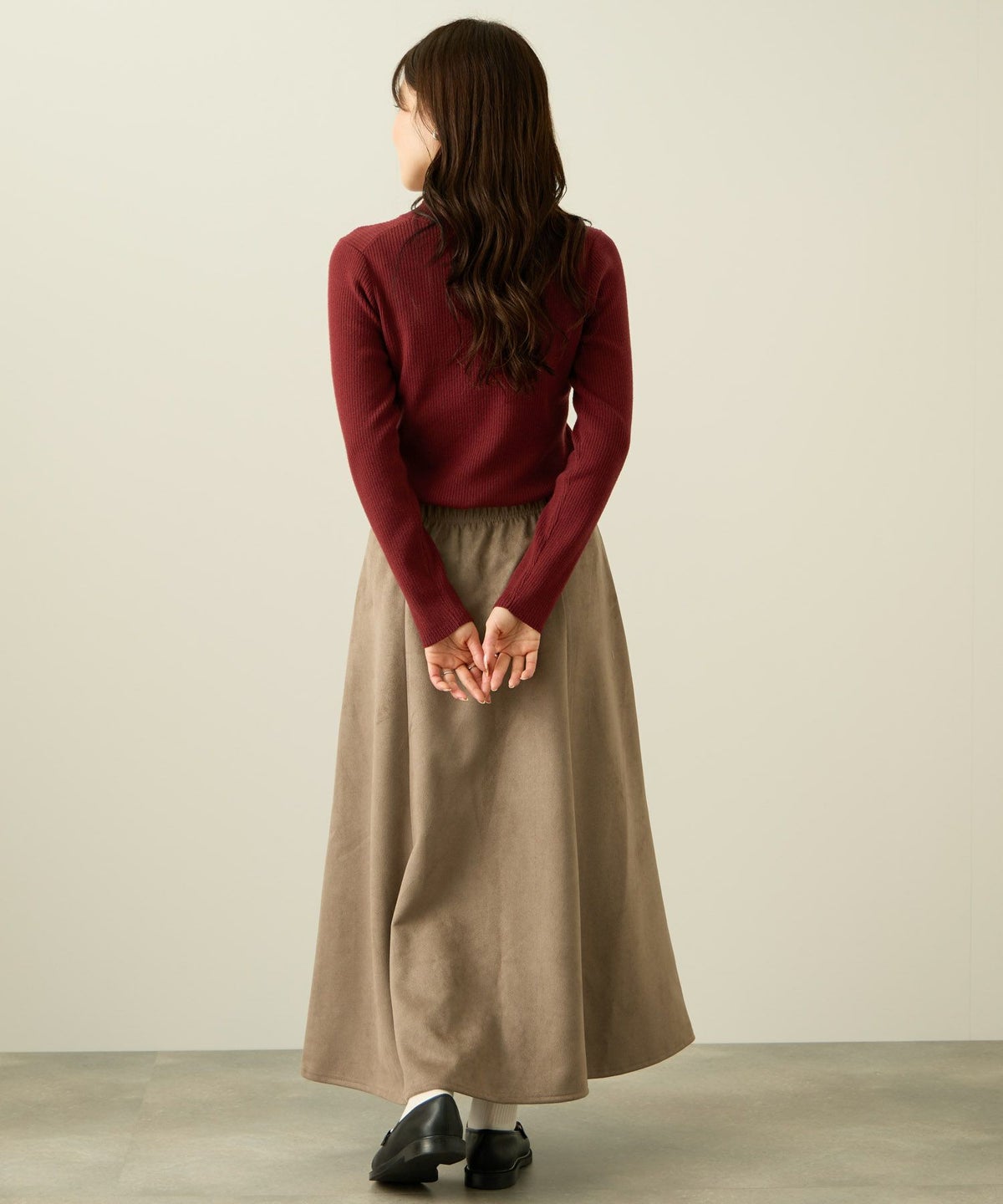 リブハイネックプルオーバー レディース