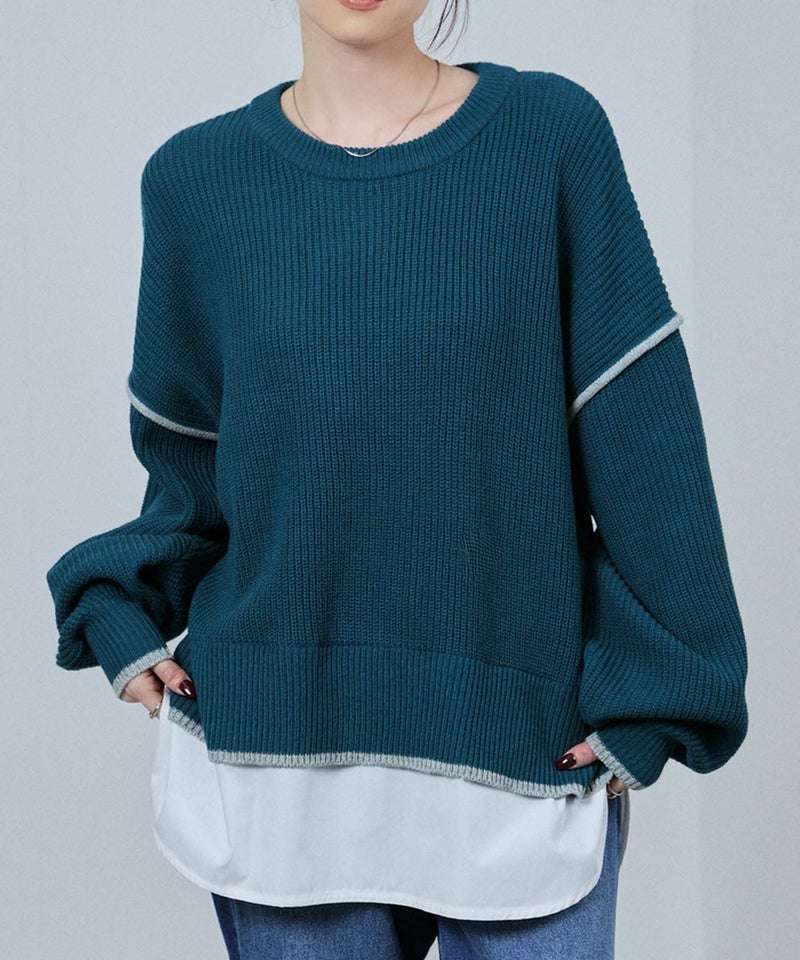 [期間限定knit]nAvy  時短 クルーニット レディース商品画像-1