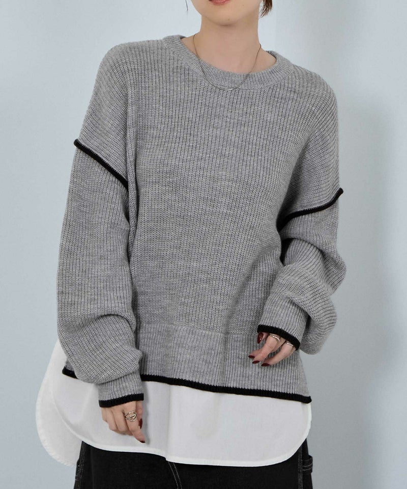 [期間限定knit]nAvy  時短 クルーニット レディース商品画像-2