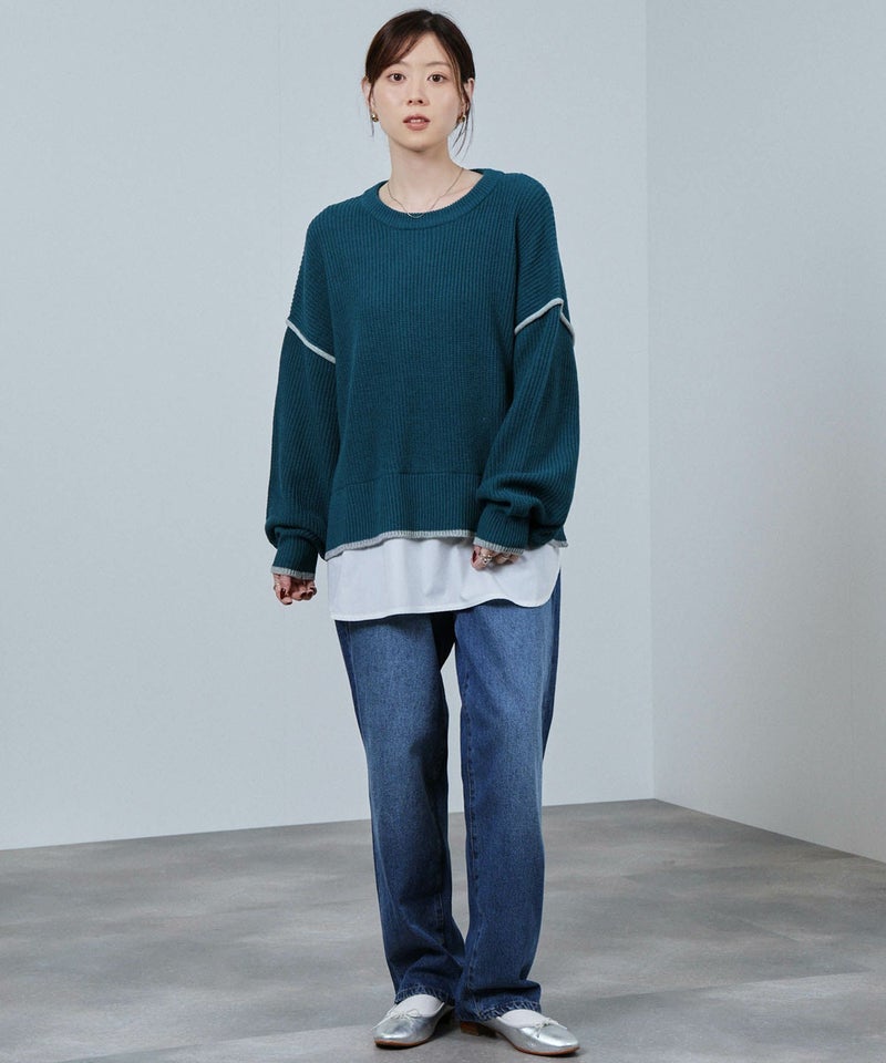 [期間限定knit]nAvy  時短 クルーニット レディース商品画像-7