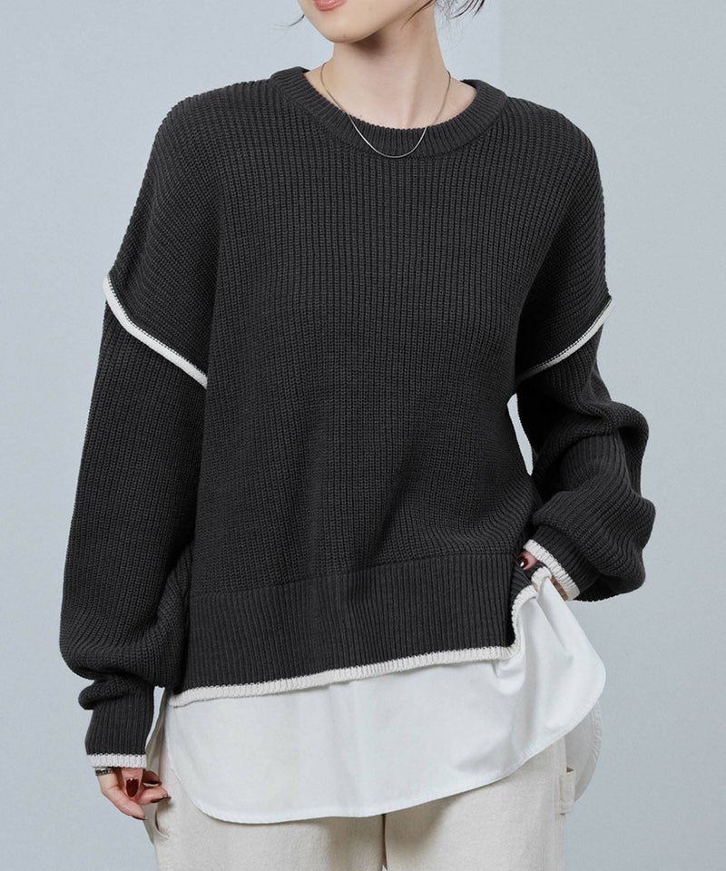 [期間限定knit]nAvy  時短 クルーニット レディース商品画像-14