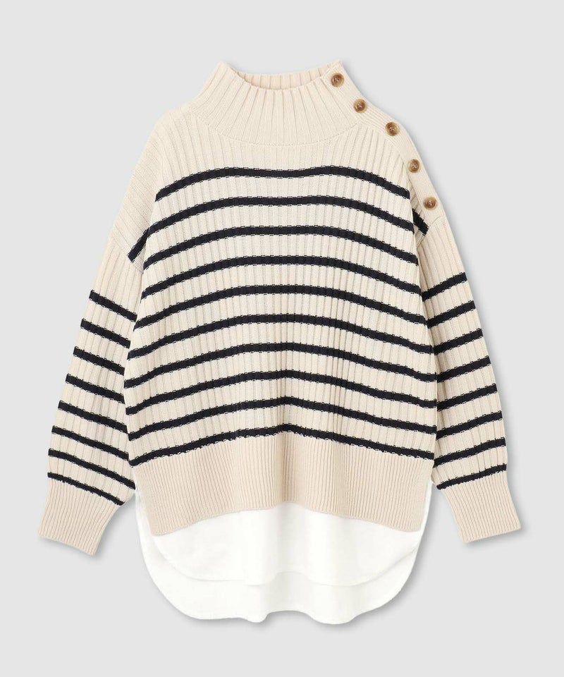 [期間限定knit]nAvy  時短 ボタンハイネックニット レディース商品画像-5