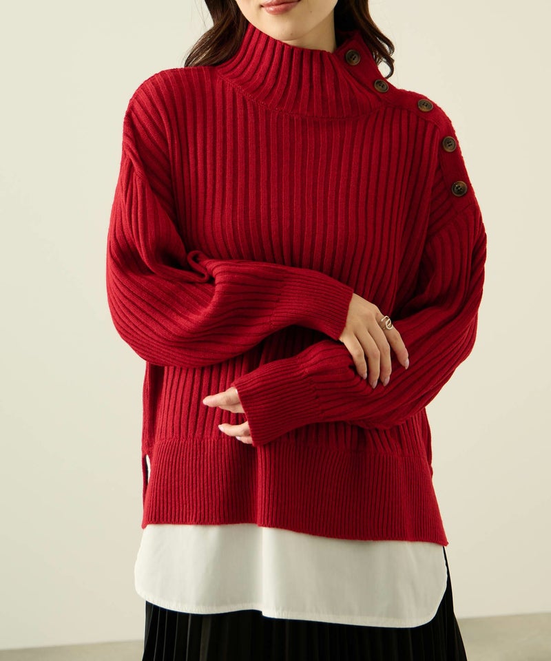 [期間限定knit]nAvy  時短 ボタンハイネックニット レディース商品画像-6