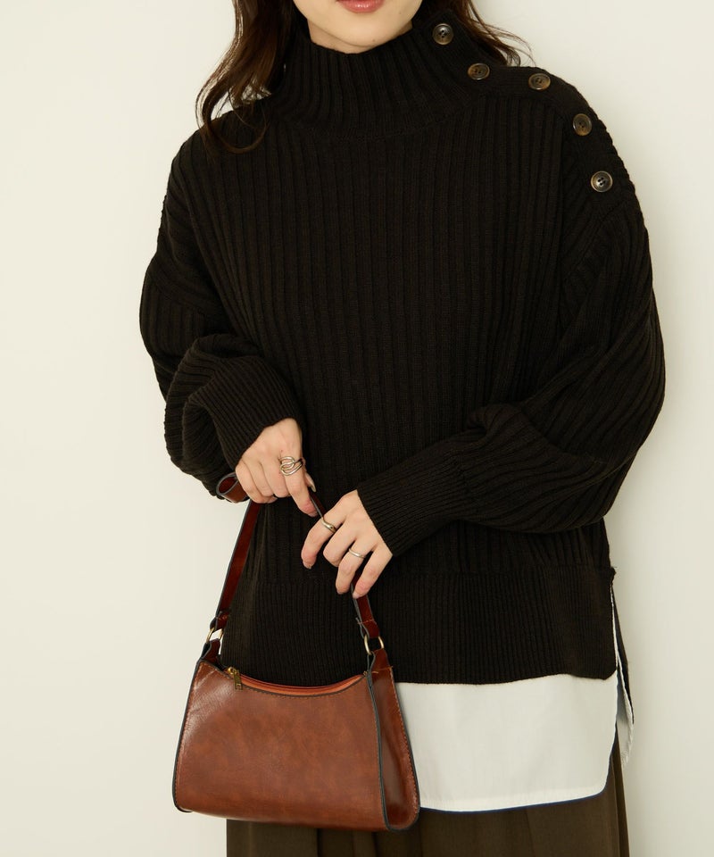 [期間限定knit]nAvy  時短 ボタンハイネックニット レディース商品画像-10