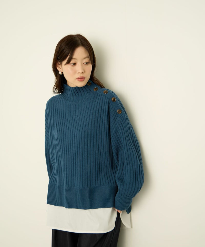 [期間限定knit]nAvy  時短 ボタンハイネックニット レディース商品画像-14