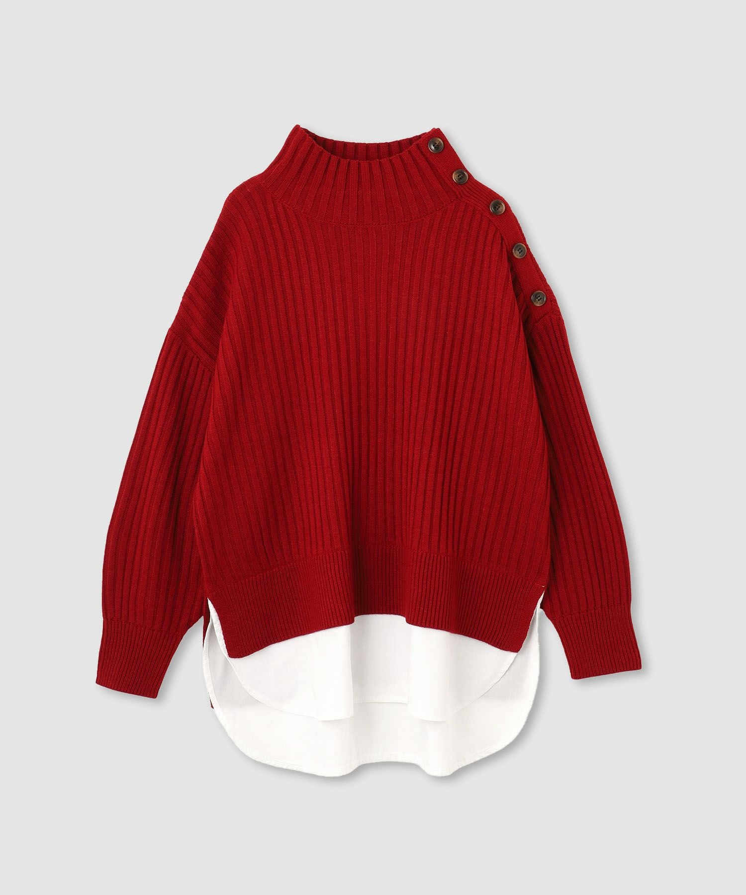 nAvy 時短 ボタンハイネックニット レディース