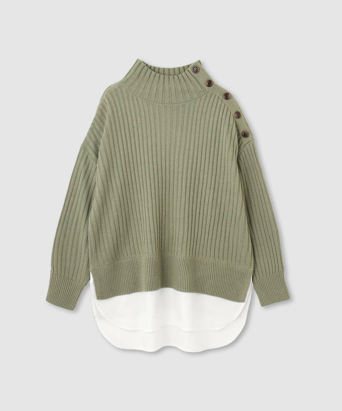 nAvy 時短 ボタンハイネックニット レディース