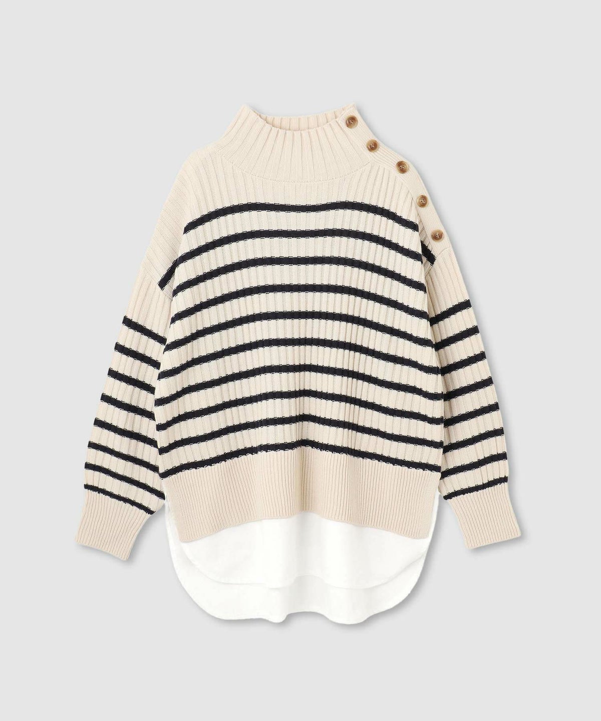 nAvy 時短 ボタンハイネックニット レディース