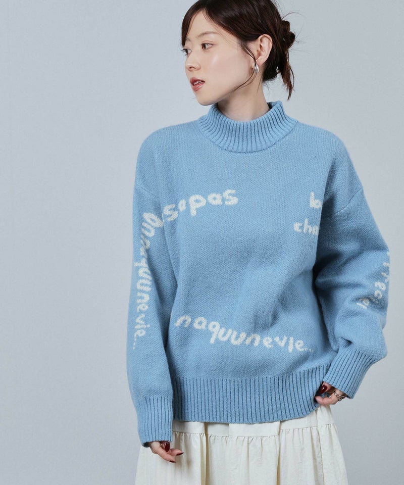 [期間限定knit]nAvy もちり もちもち 総柄ハイネックニット レディース商品画像-2