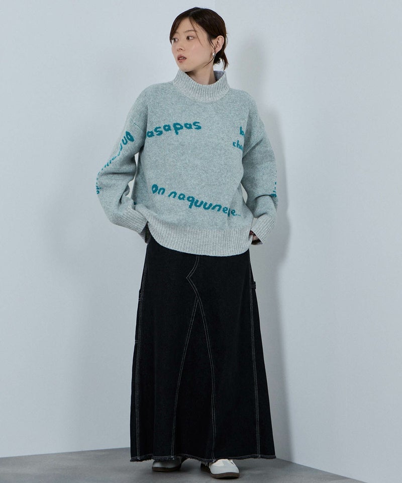 [期間限定knit]nAvy もちり もちもち 総柄ハイネックニット レディース商品画像-6