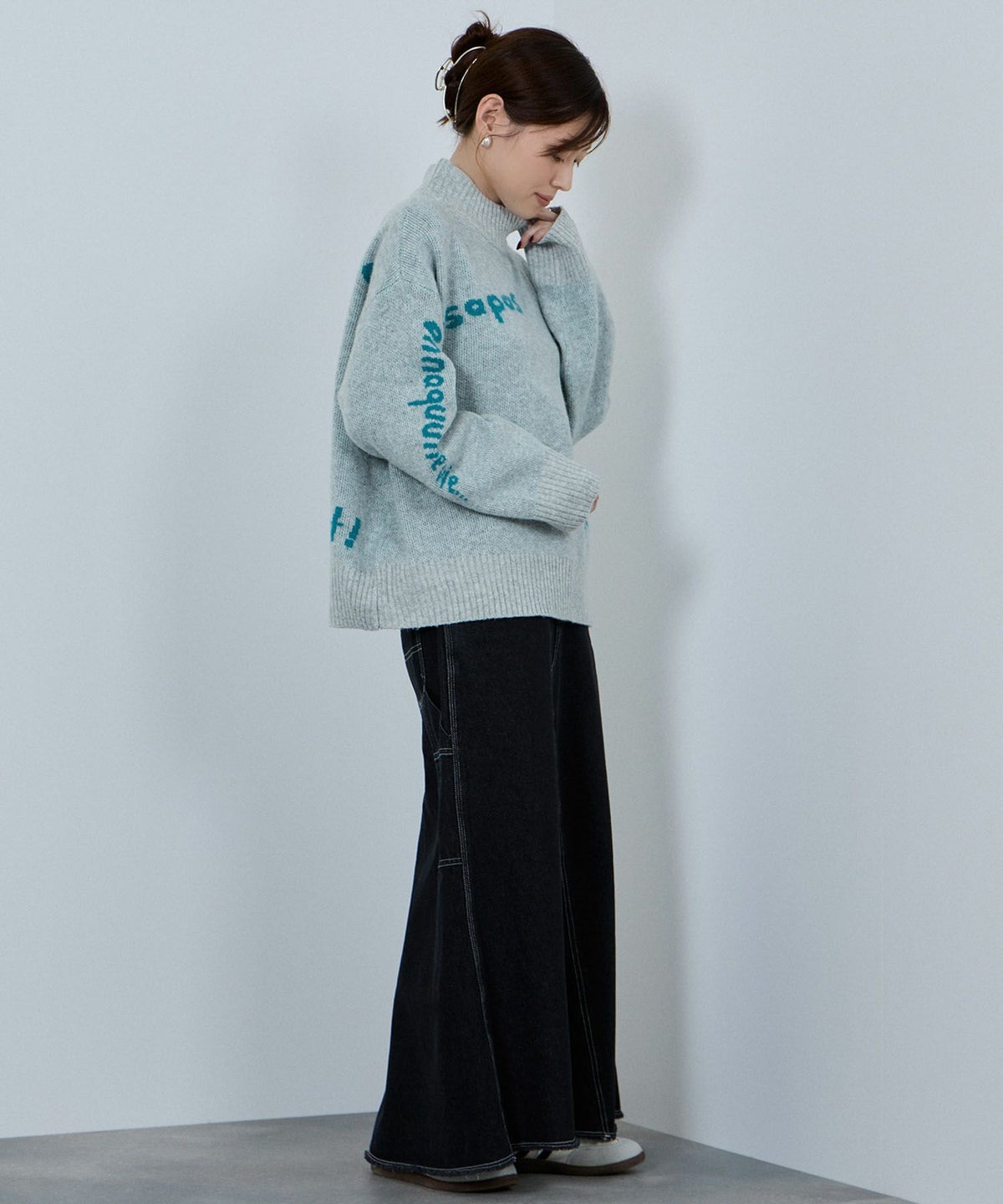 nAvy もちり もちもち 総柄ハイネックニット レディース