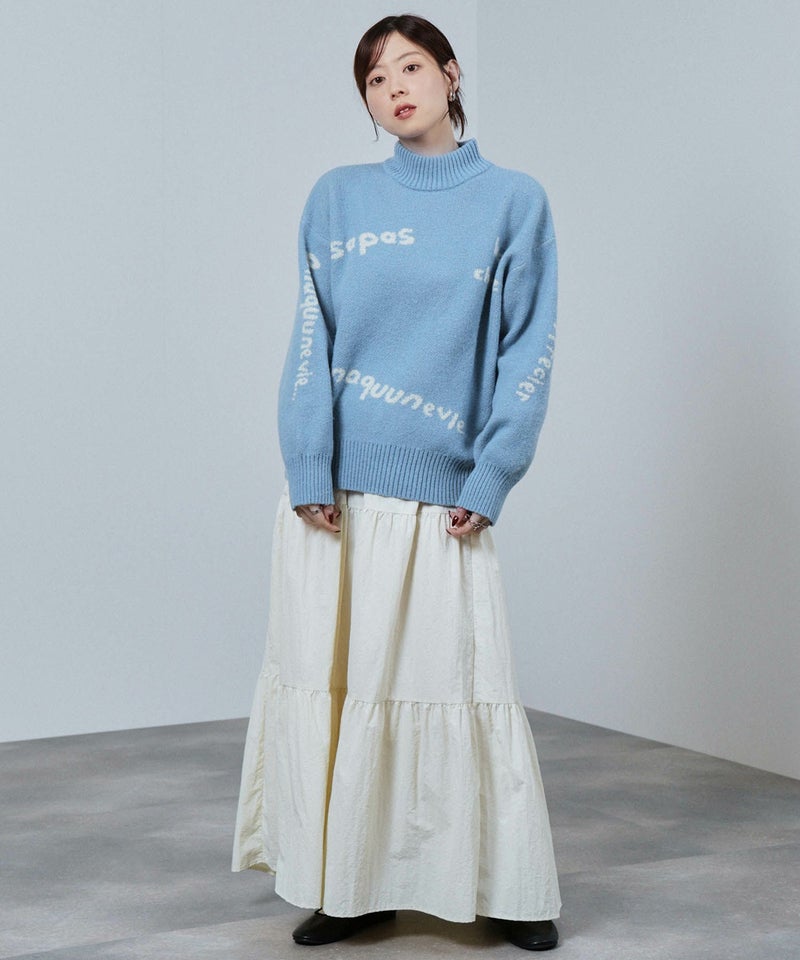 [期間限定knit]nAvy もちり もちもち 総柄ハイネックニット レディース商品画像-10