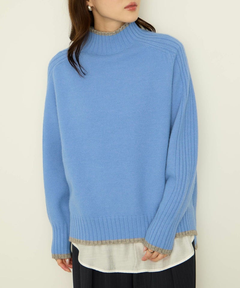 [期間限定knit]nAvy もちり もちもち 配色ハイネックニット レディース商品画像-1