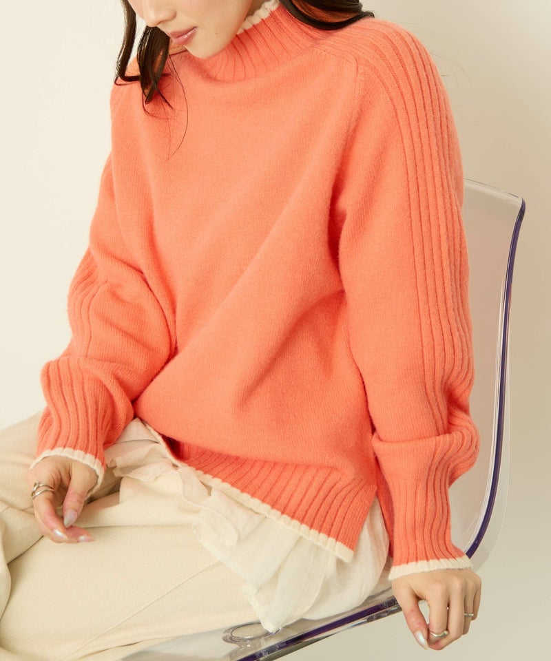 [期間限定knit]nAvy もちり もちもち 配色ハイネックニット レディース商品画像-4