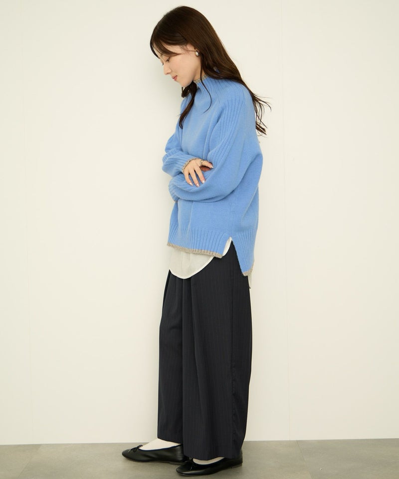 [期間限定knit]nAvy もちり もちもち 配色ハイネックニット レディース商品画像-8