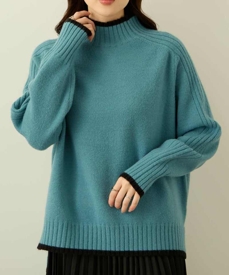 [期間限定knit]nAvy もちり もちもち 配色ハイネックニット レディース商品画像-9