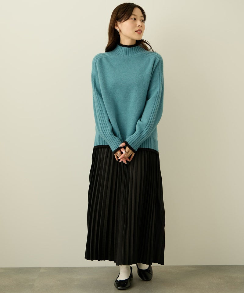 [期間限定knit]nAvy もちり もちもち 配色ハイネックニット レディース商品画像-10