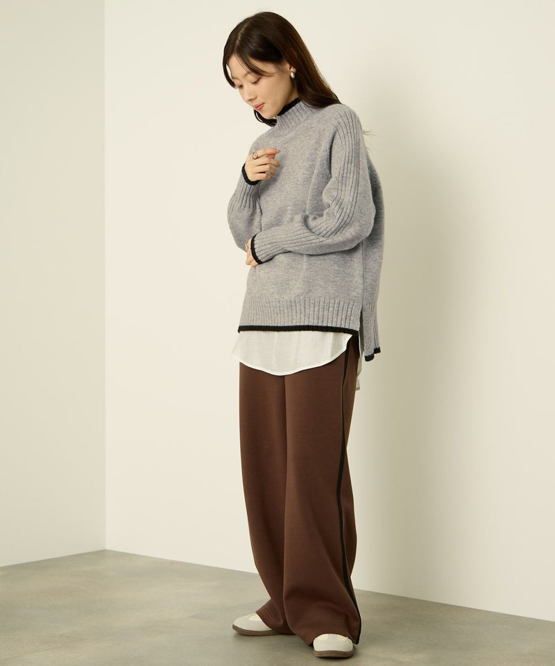 [期間限定knit]nAvy もちり もちもち 配色ハイネックニット レディース商品画像-14