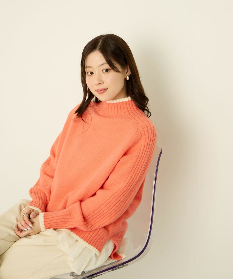 [期間限定knit]nAvy もちり もちもち 配色ハイネックニット レディース商品画像-15