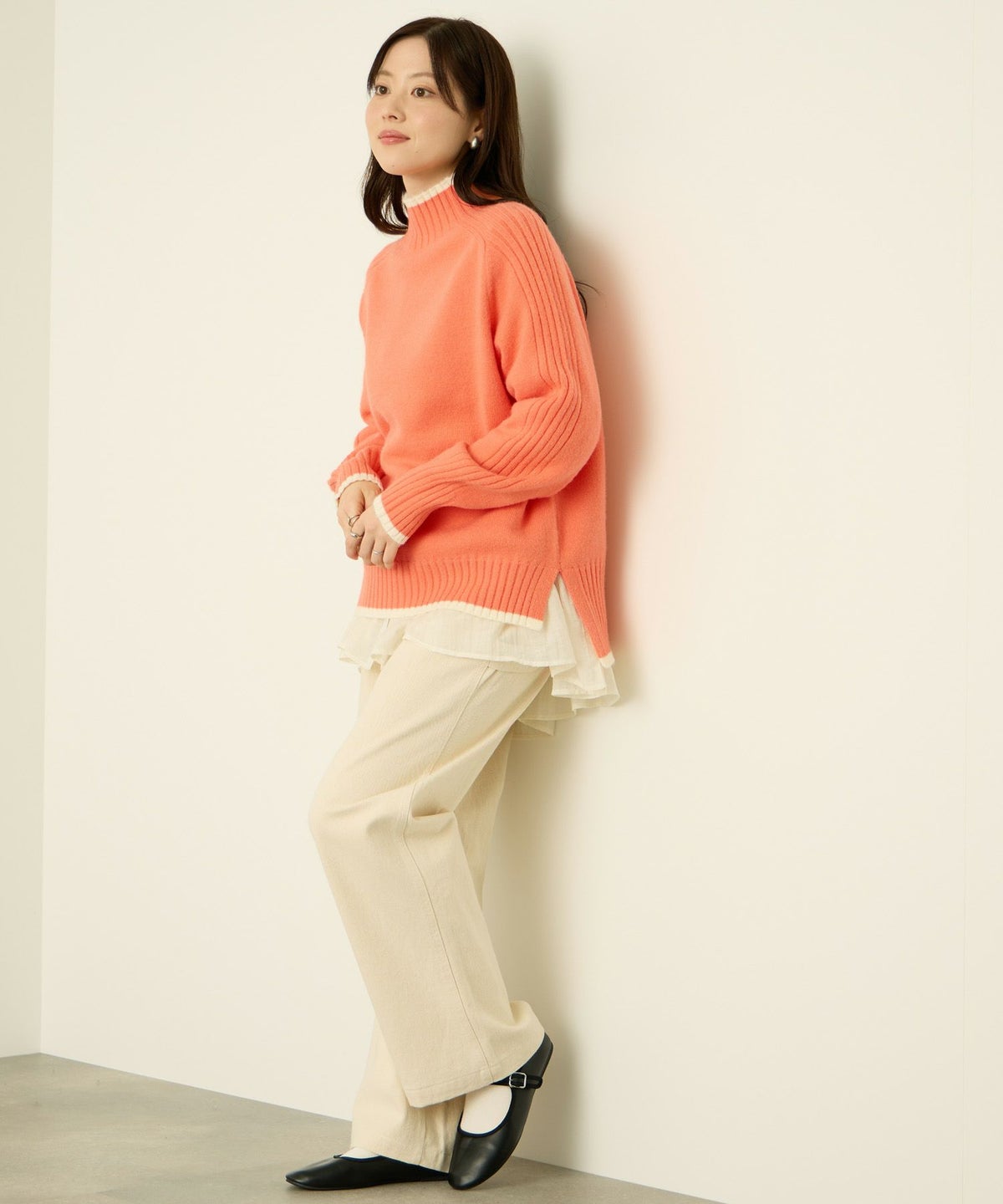 nAvy もちり もちもち 配色ハイネックニット レディース