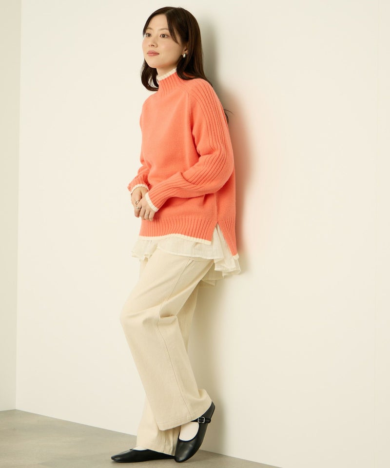 [期間限定knit]nAvy もちり もちもち 配色ハイネックニット レディース商品画像-16