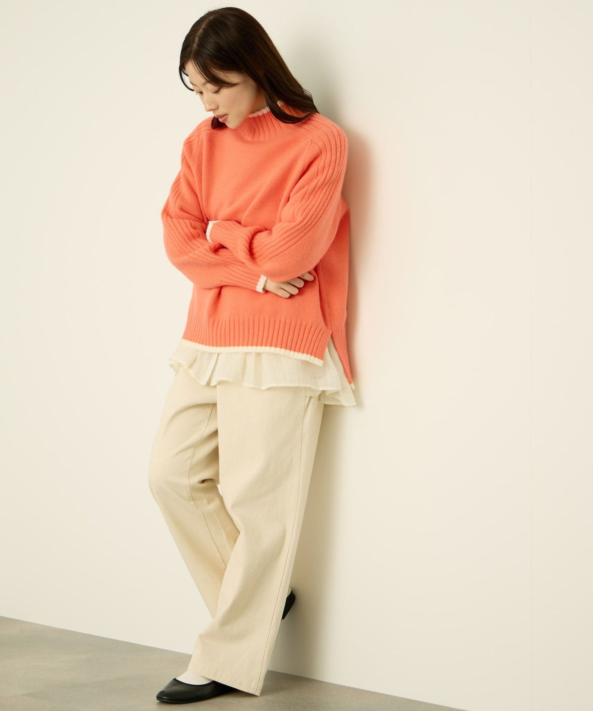 nAvy もちり もちもち 配色ハイネックニット レディース