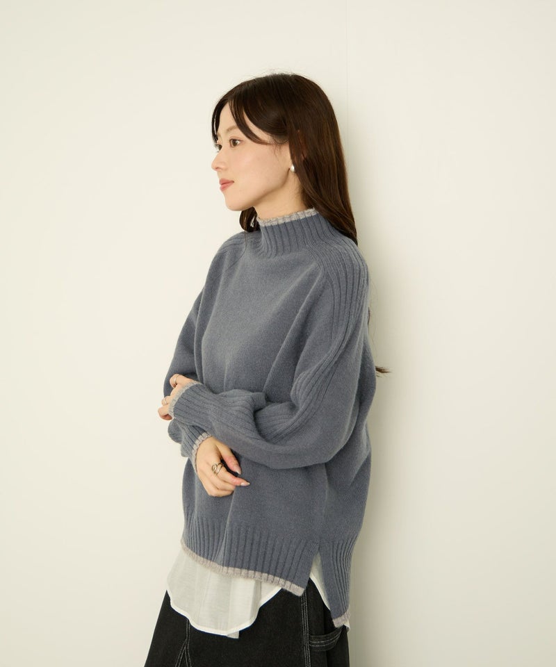 [期間限定knit]nAvy もちり もちもち 配色ハイネックニット レディース商品画像-18