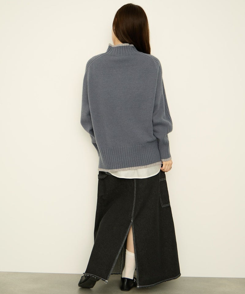 [期間限定knit]nAvy もちり もちもち 配色ハイネックニット レディース商品画像-19