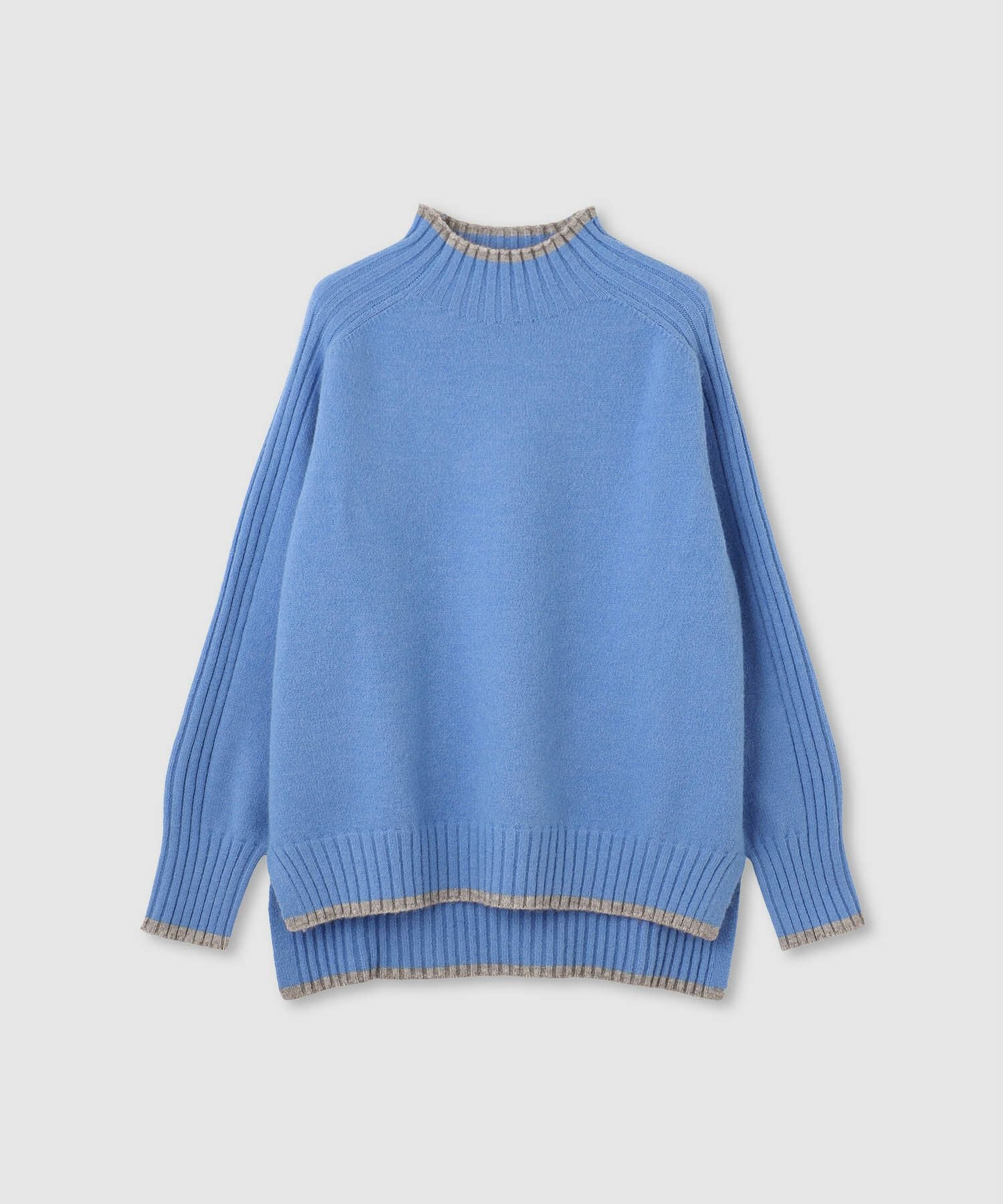 ハイネックニット　サイズ34 nAvy もちり もちもち 配色ハイネックニット レディース