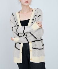 nAvy もちり もちもち 総柄ニットカーディガン レディース