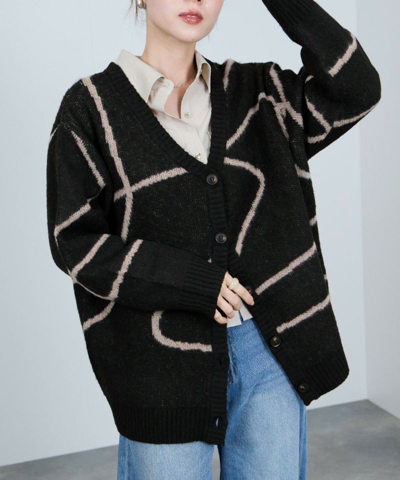 nAvy もちり もちもち 総柄ニットカーディガン レディース商品画像-2