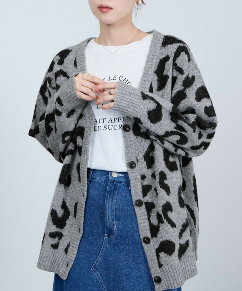 [期間限定knit]nAvy もちり もちもち 総柄ニットカーディガン レディース商品画像-3