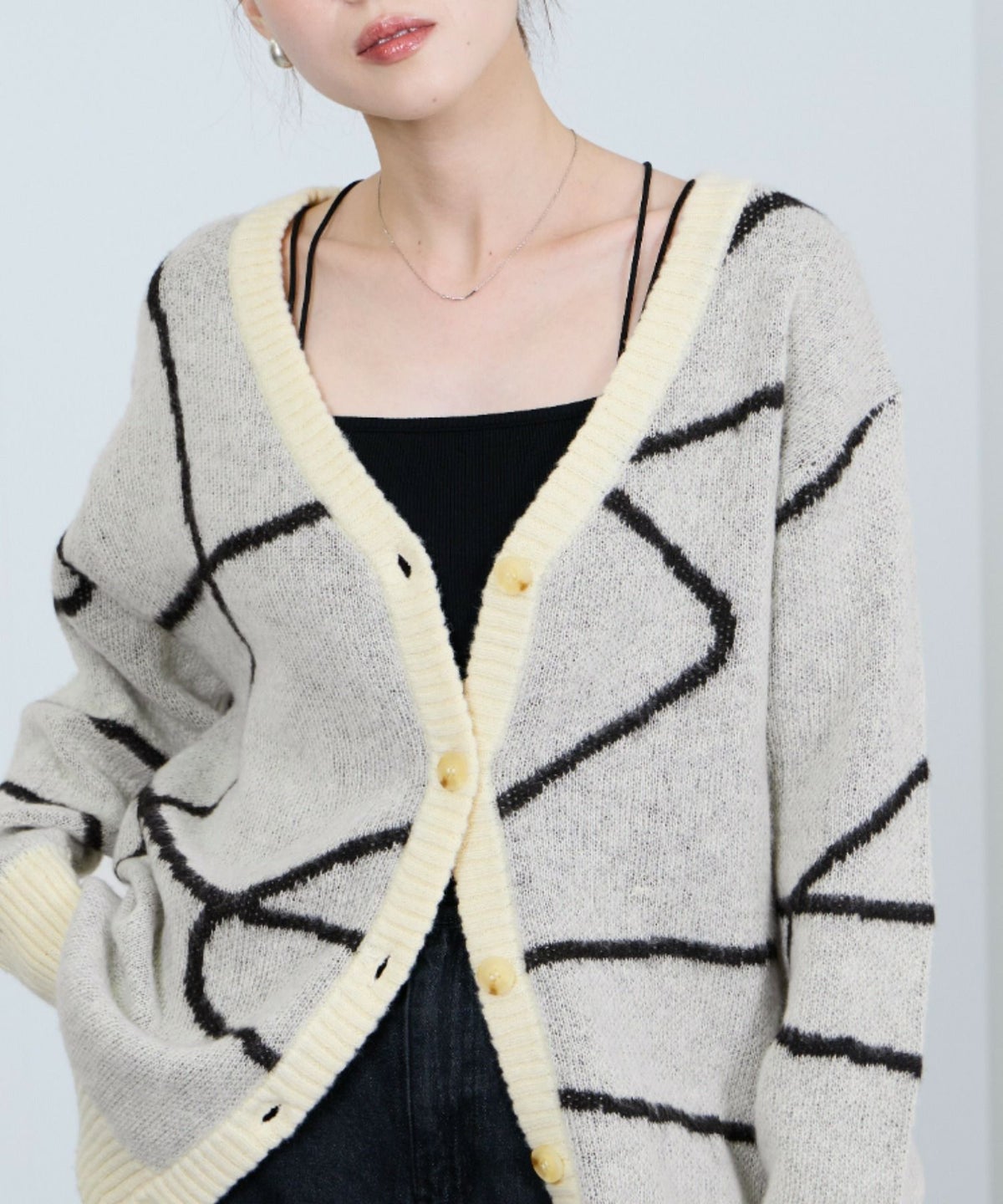 nAvy もちり もちもち 総柄ニットカーディガン レディース