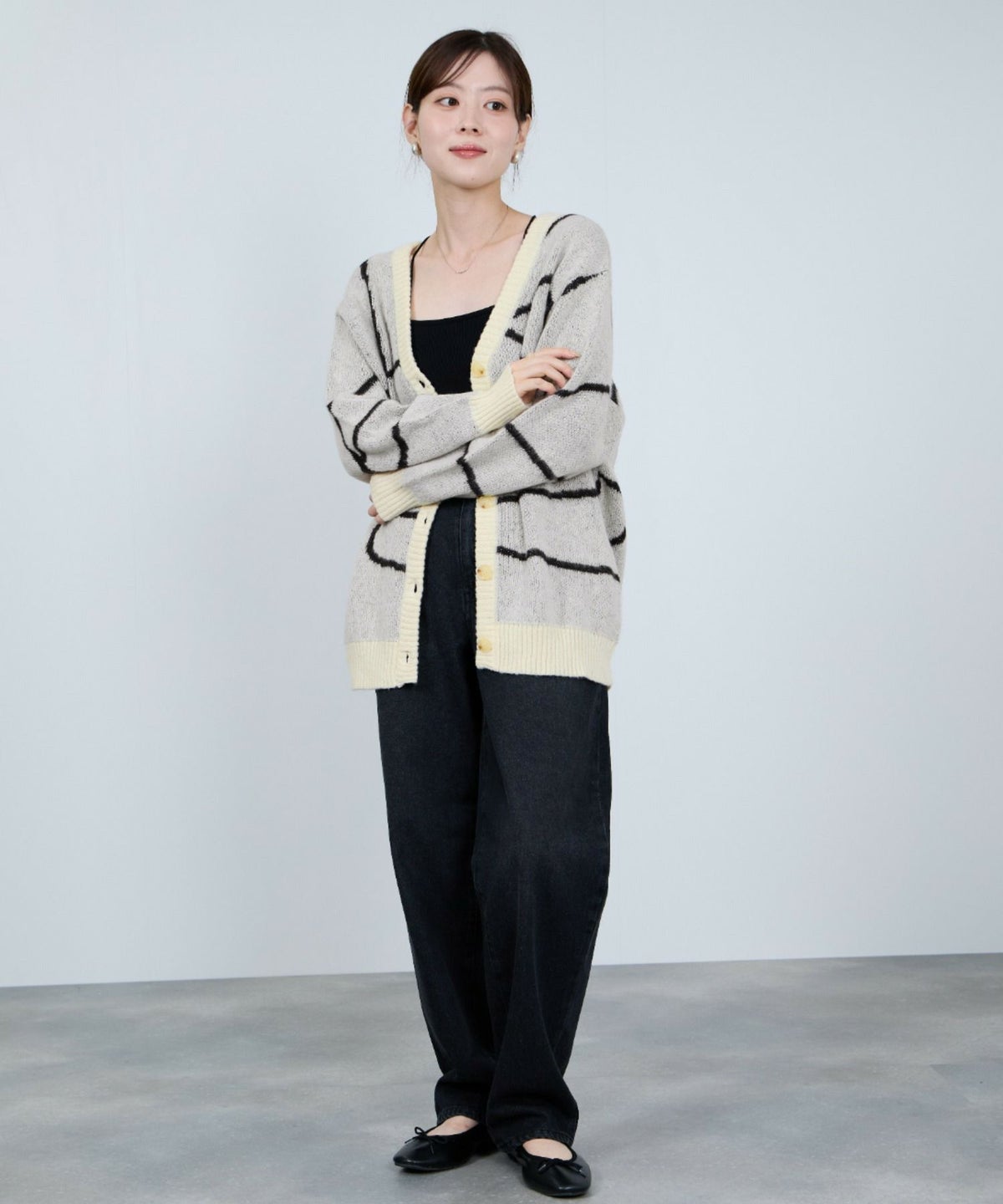 nAvy もちり もちもち 総柄ニットカーディガン レディース