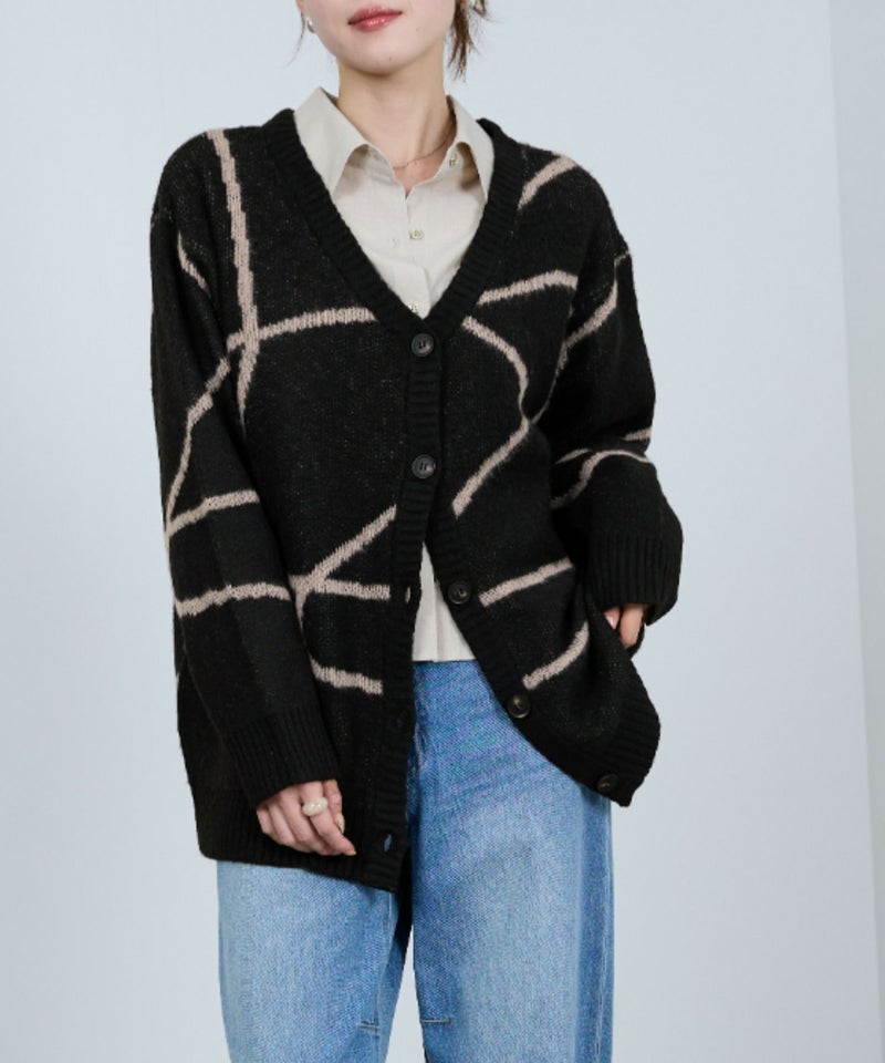 [期間限定knit]nAvy もちり もちもち 総柄ニットカーディガン レディース商品画像-10