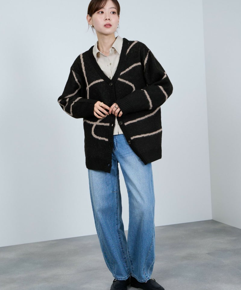 [期間限定knit]nAvy もちり もちもち 総柄ニットカーディガン レディース商品画像-11