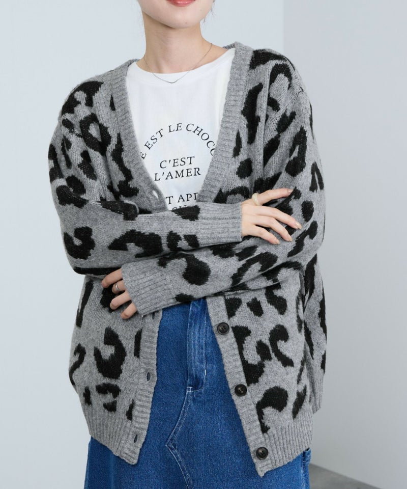 [期間限定knit]nAvy もちり もちもち 総柄ニットカーディガン レディース商品画像-12