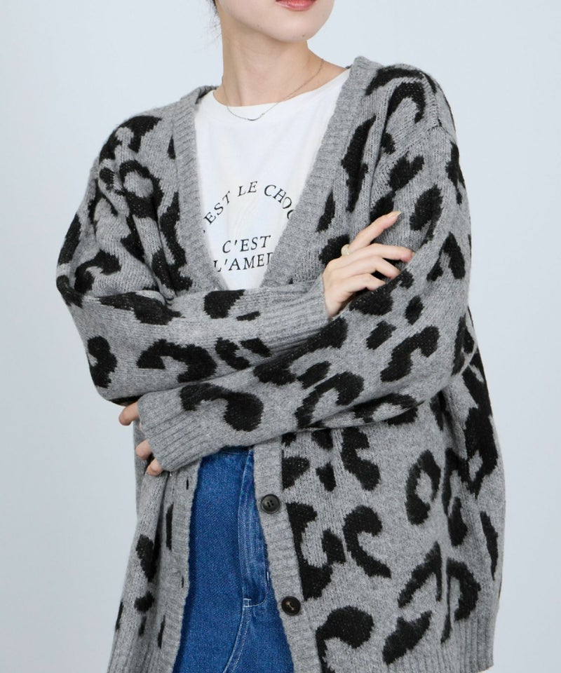 [期間限定knit]nAvy もちり もちもち 総柄ニットカーディガン レディース商品画像-13