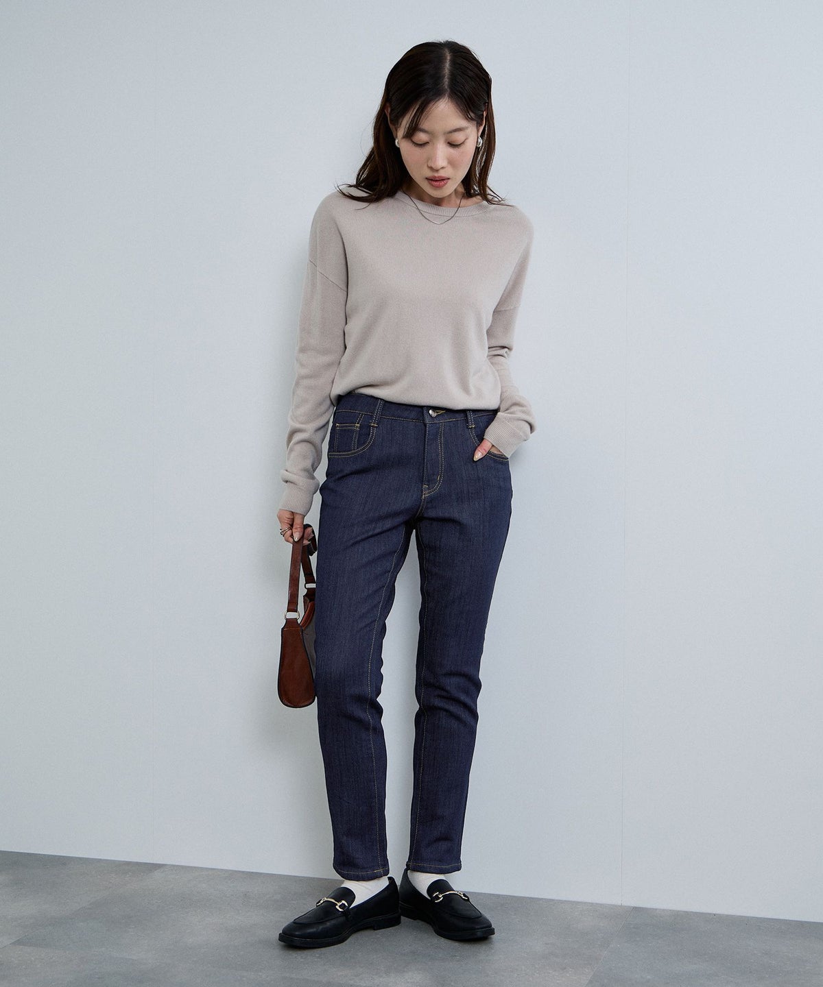 nAvy マックヒート裏起毛ストレートパンツ レディース