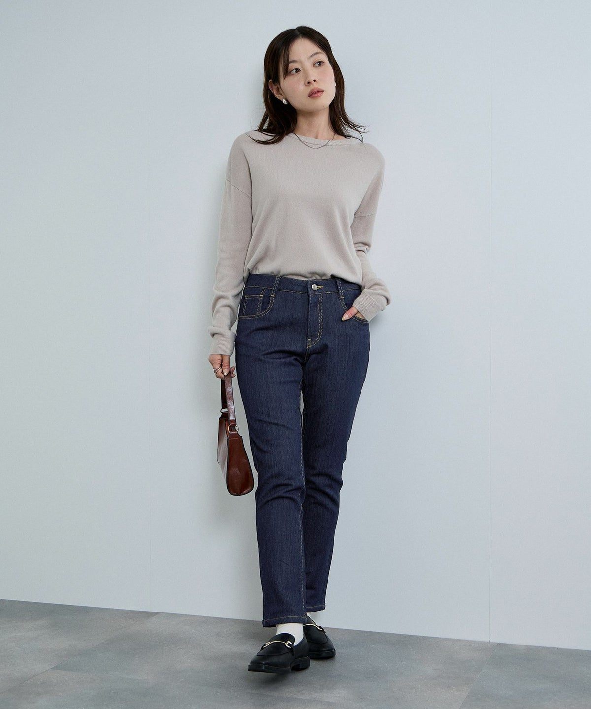 nAvy マックヒート裏起毛ストレートパンツ レディース