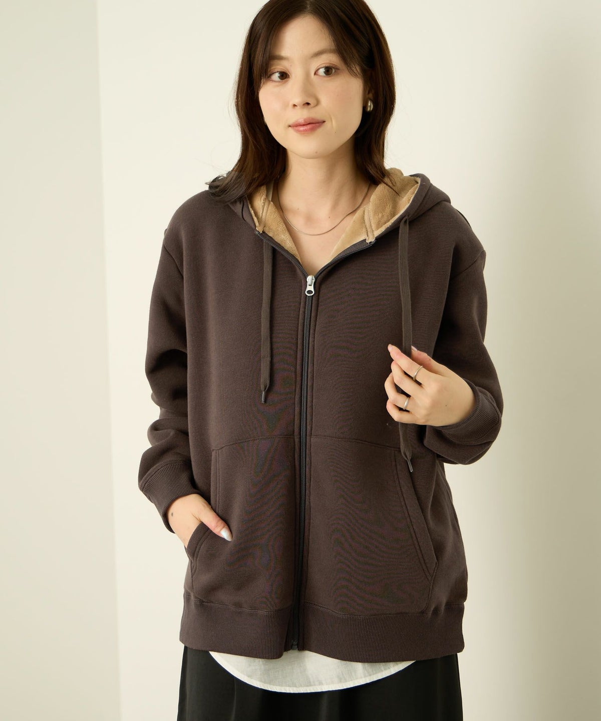 nAvy 裏シャギージップパーカー レディース