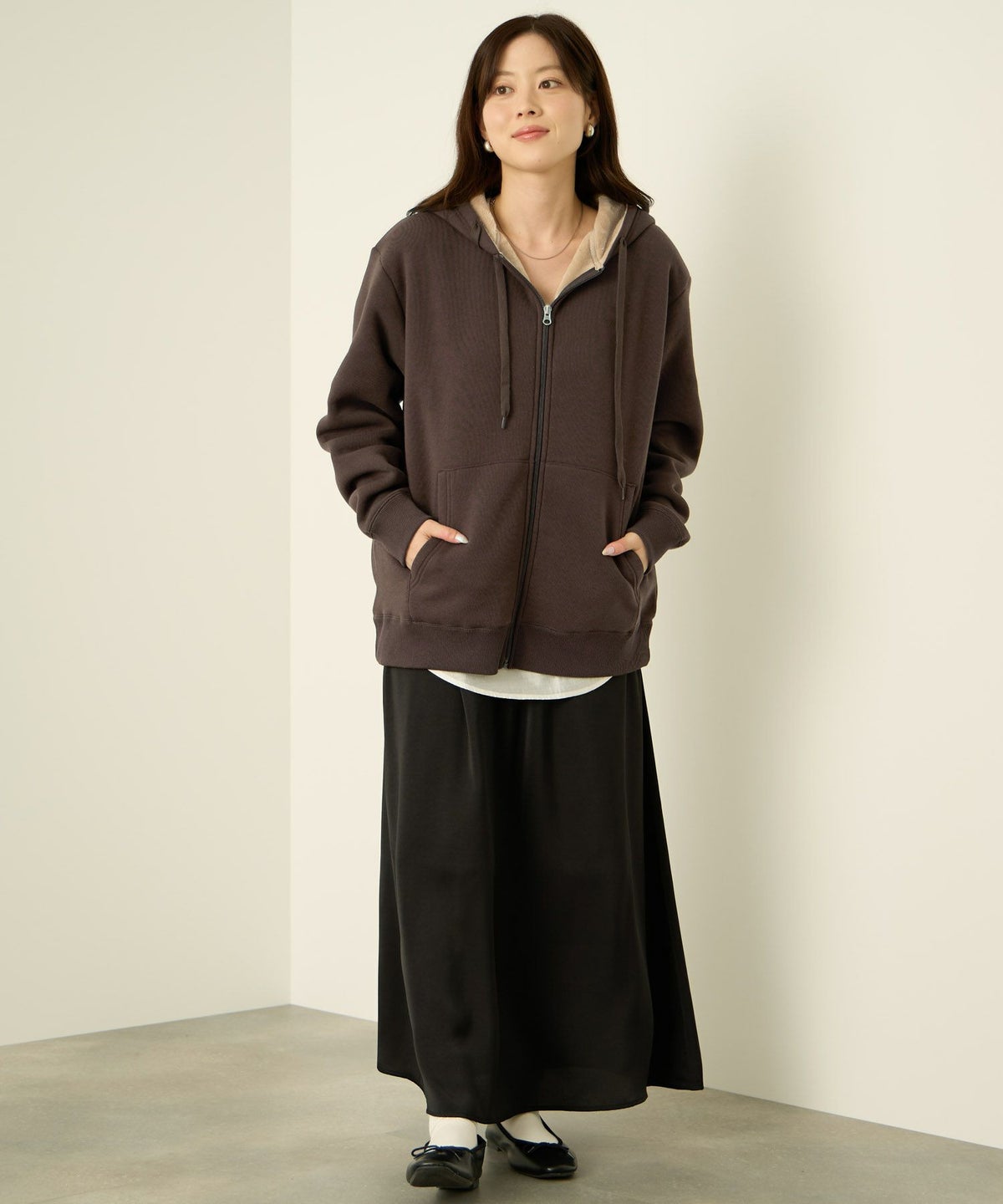 nAvy 裏シャギージップパーカー レディース