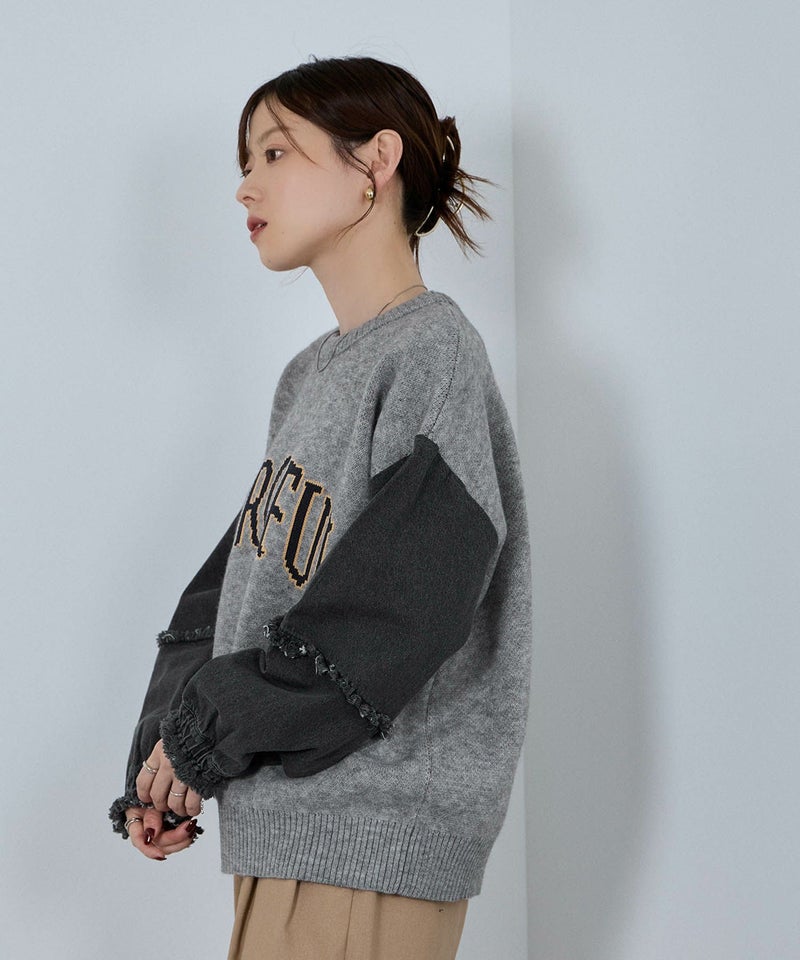 [期間限定knit]nAvy  ニット×デニムプルオーバー レディース商品画像-6